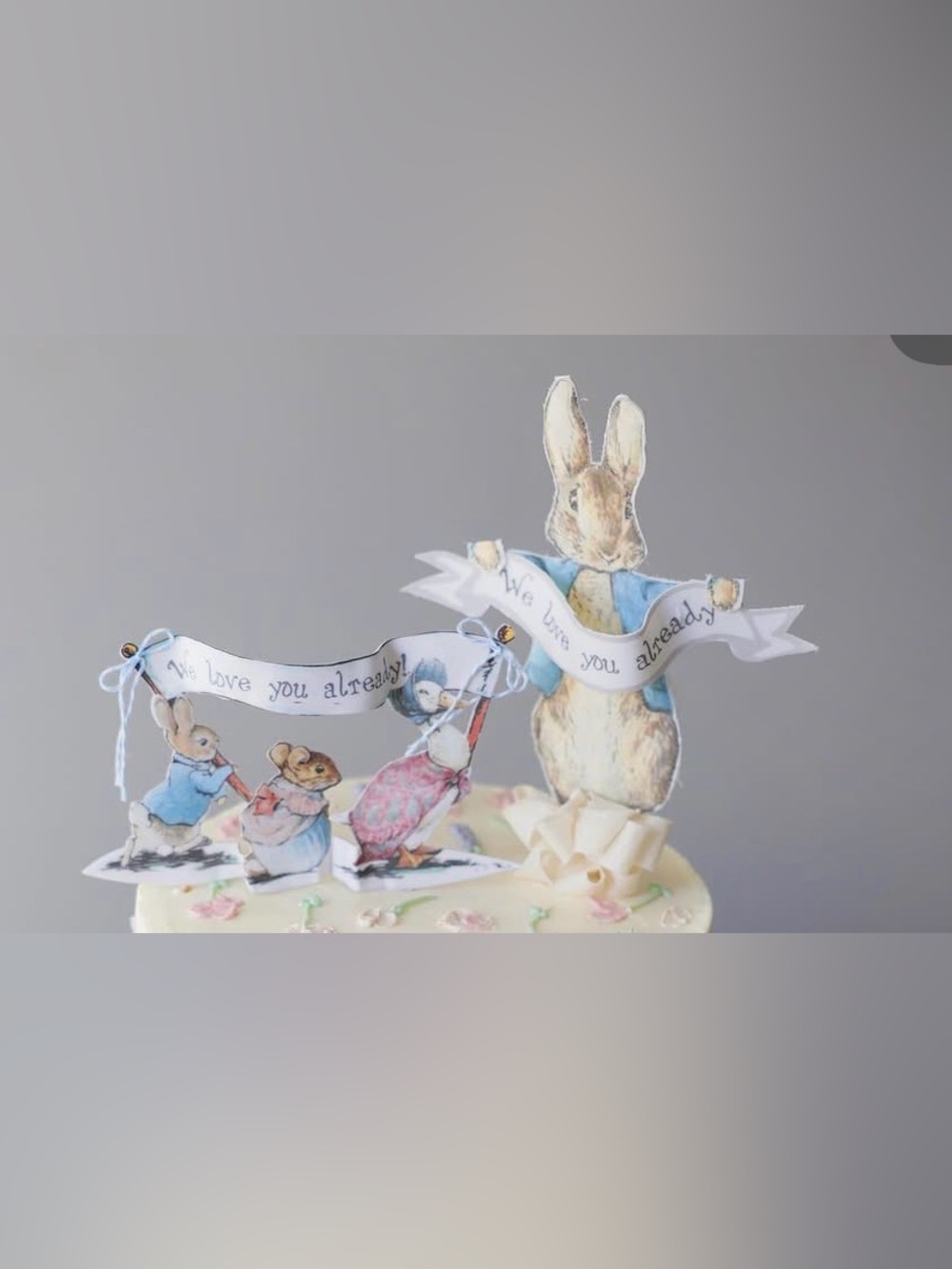 Reusable Neutral Peter Rabbit Cake Topper - White & Blue